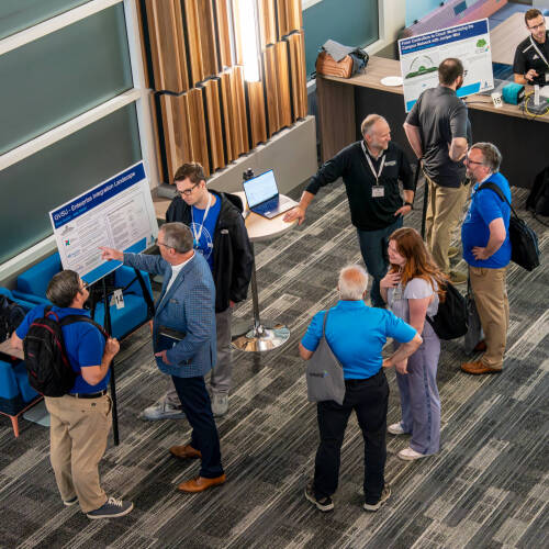 A crowd takes part in the poster sessions during the GV Technology Summit at DeVos Center for Interprofessional Health on October 2.